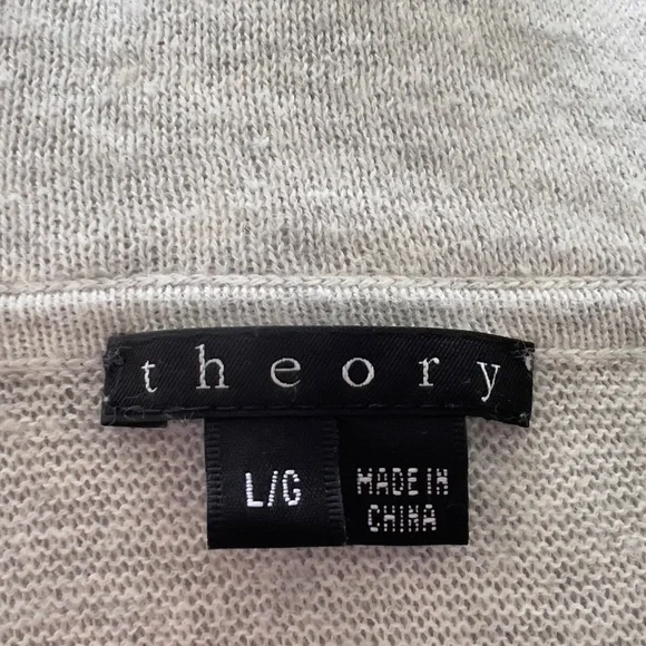 Theory Light Grey Short Sleeve Zippered Hoodie Cardigan Jacket Large L P - Picture 11 of 12